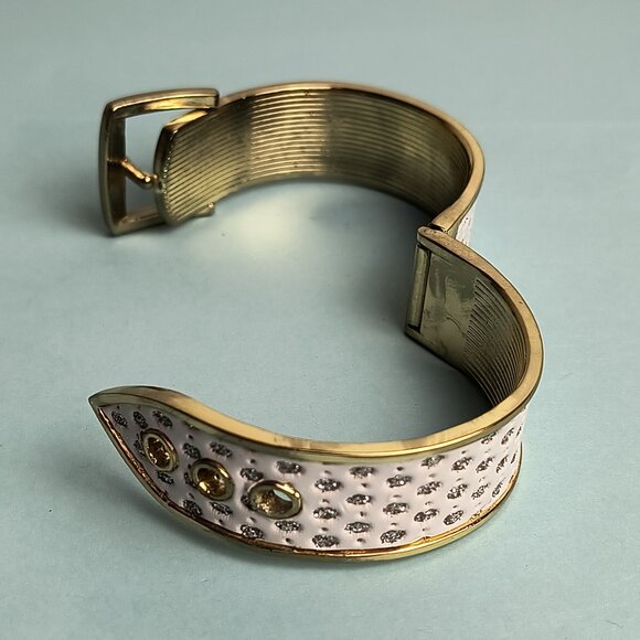 Exquisite Bracelet Belt Buckle Fold Over Hinge Clasp Cuff Bracelet White… - Picture 6 of 14